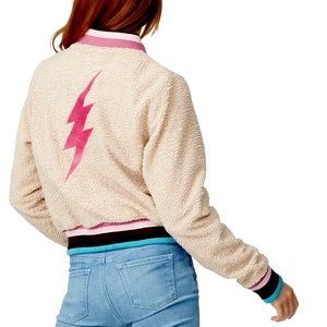 SPIRITUAL GANGSTER Girls 'TRUST THE UNIVERSE' Sherpa BOMBER size 8 - SO CUTE!